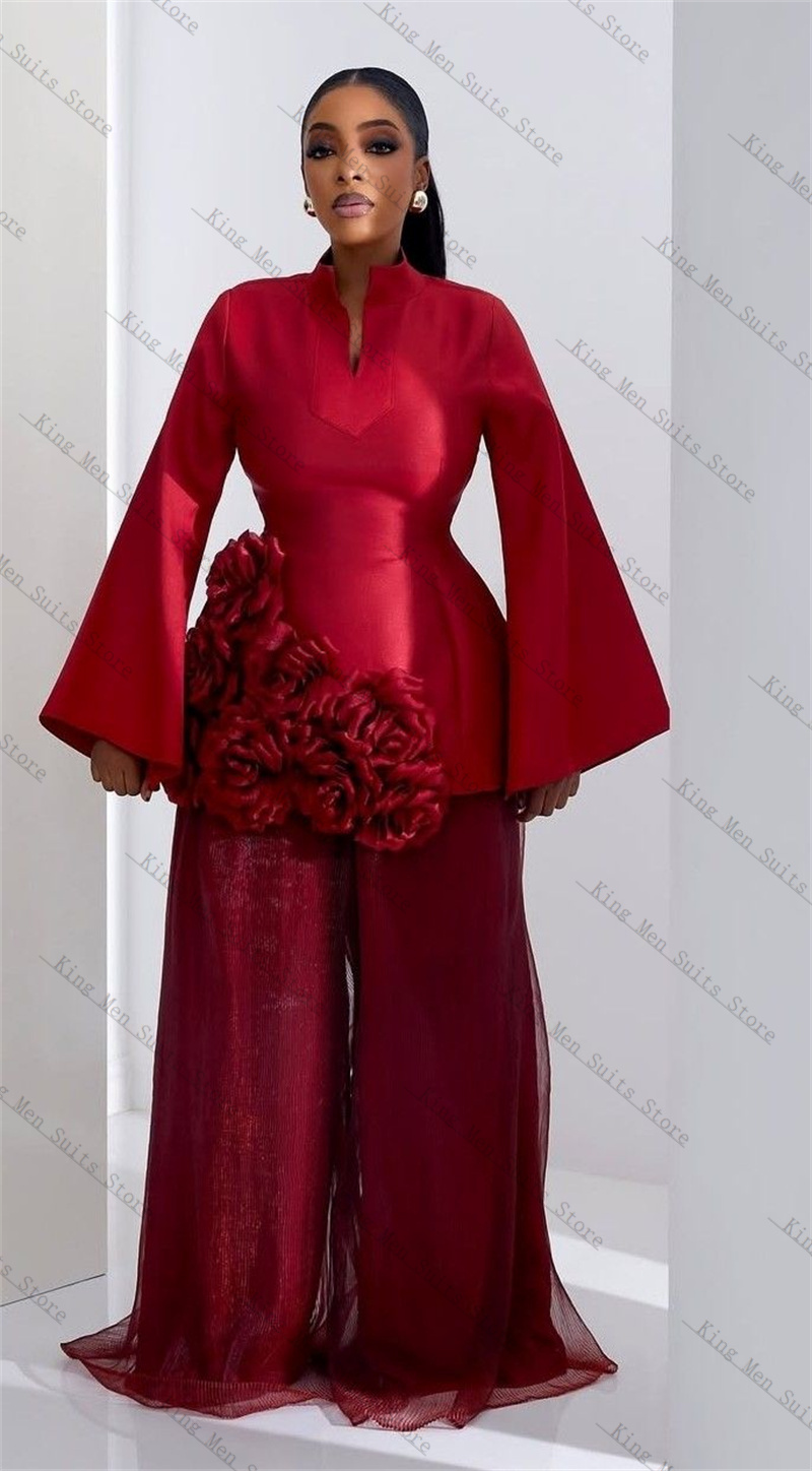 Women'S Formal Wear Wedding Guest - Burgundy Women Suit Set 2 Pcs