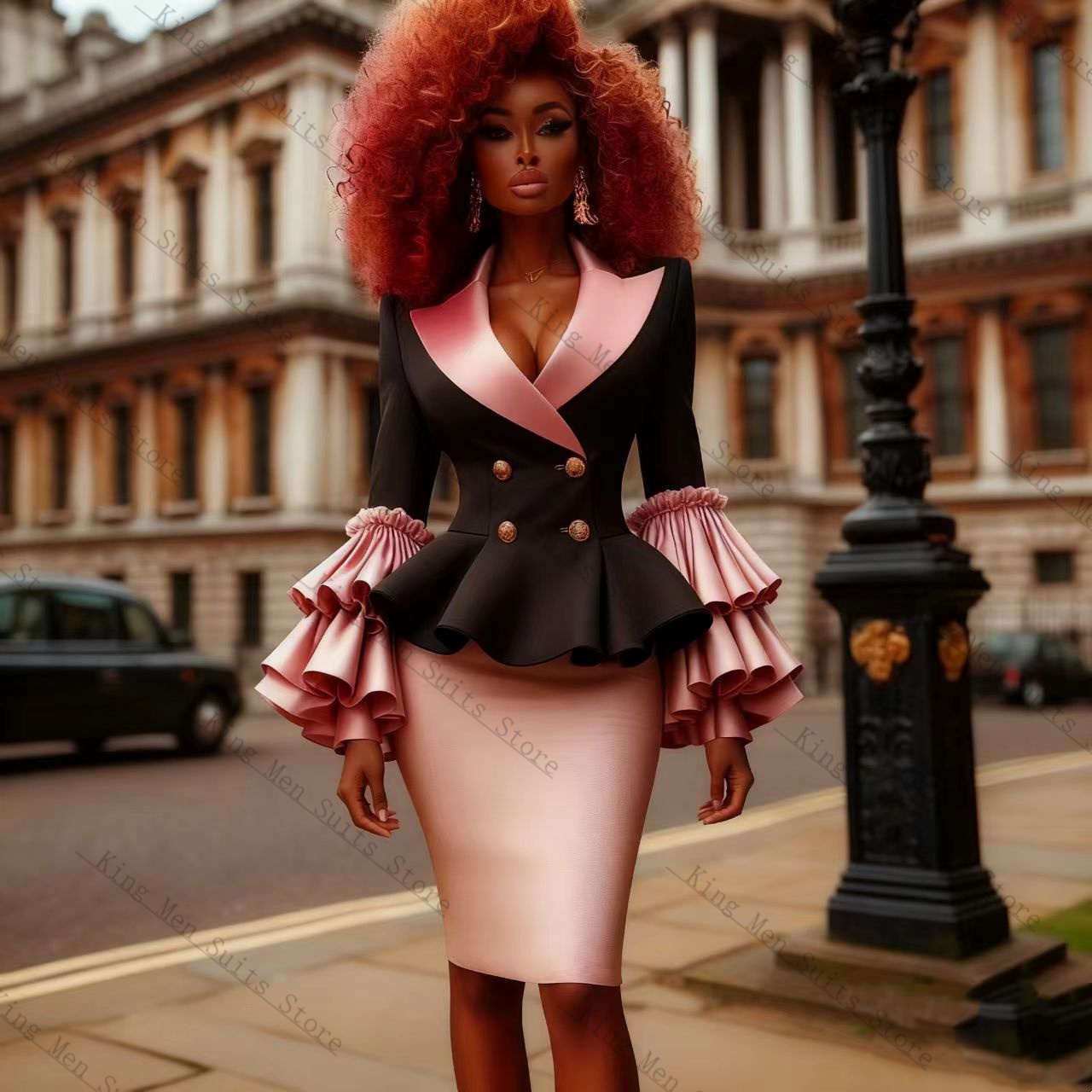 Women'S Formal Wear Wedding Guest - Black Pink Women Suit Set 2