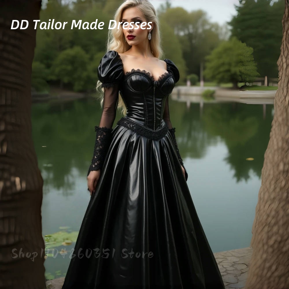 Victorian Women'S Formal Wear - Shiny PU Leather Evening Dress Long