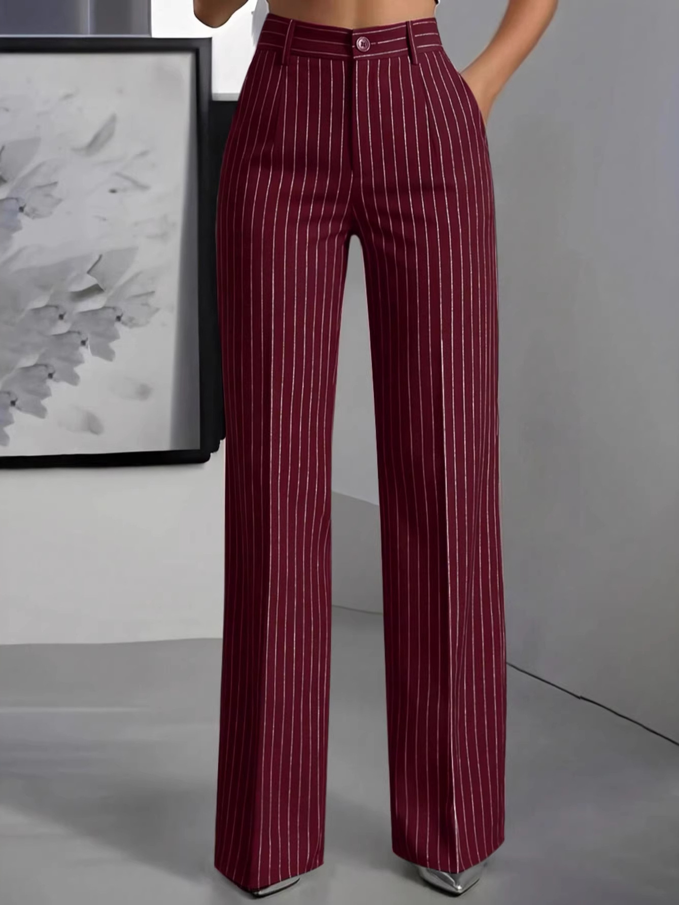 Female Formal Wear - Elegant High Waist Straight Leg Suit