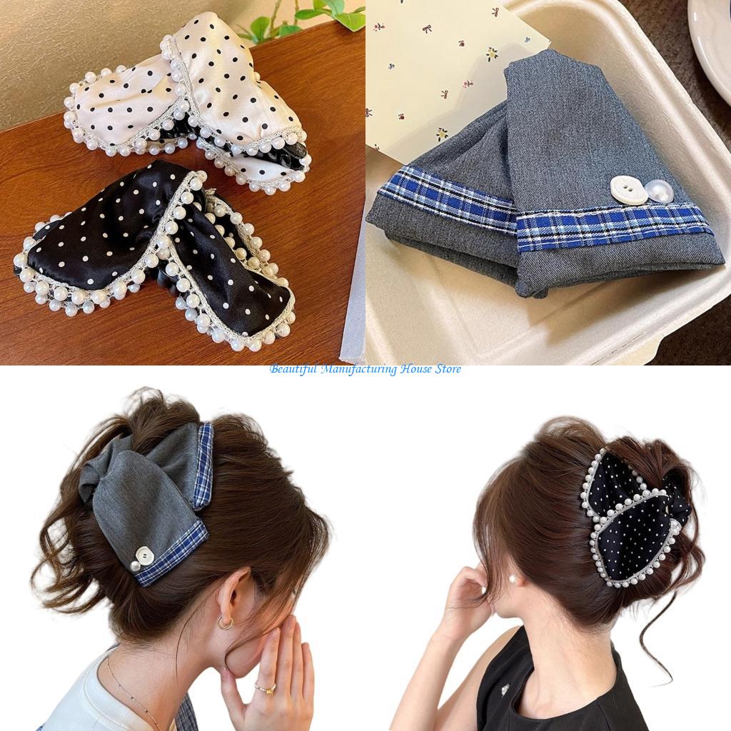 Formal Wear Hairstyles For Women - E56A Large Fabric Bowknot Hair Clip