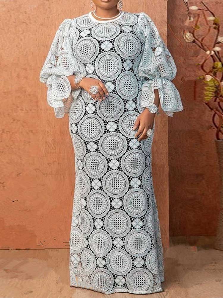 Vintage Women'S Formal Wear - Womens White Lace Spring Dress Round