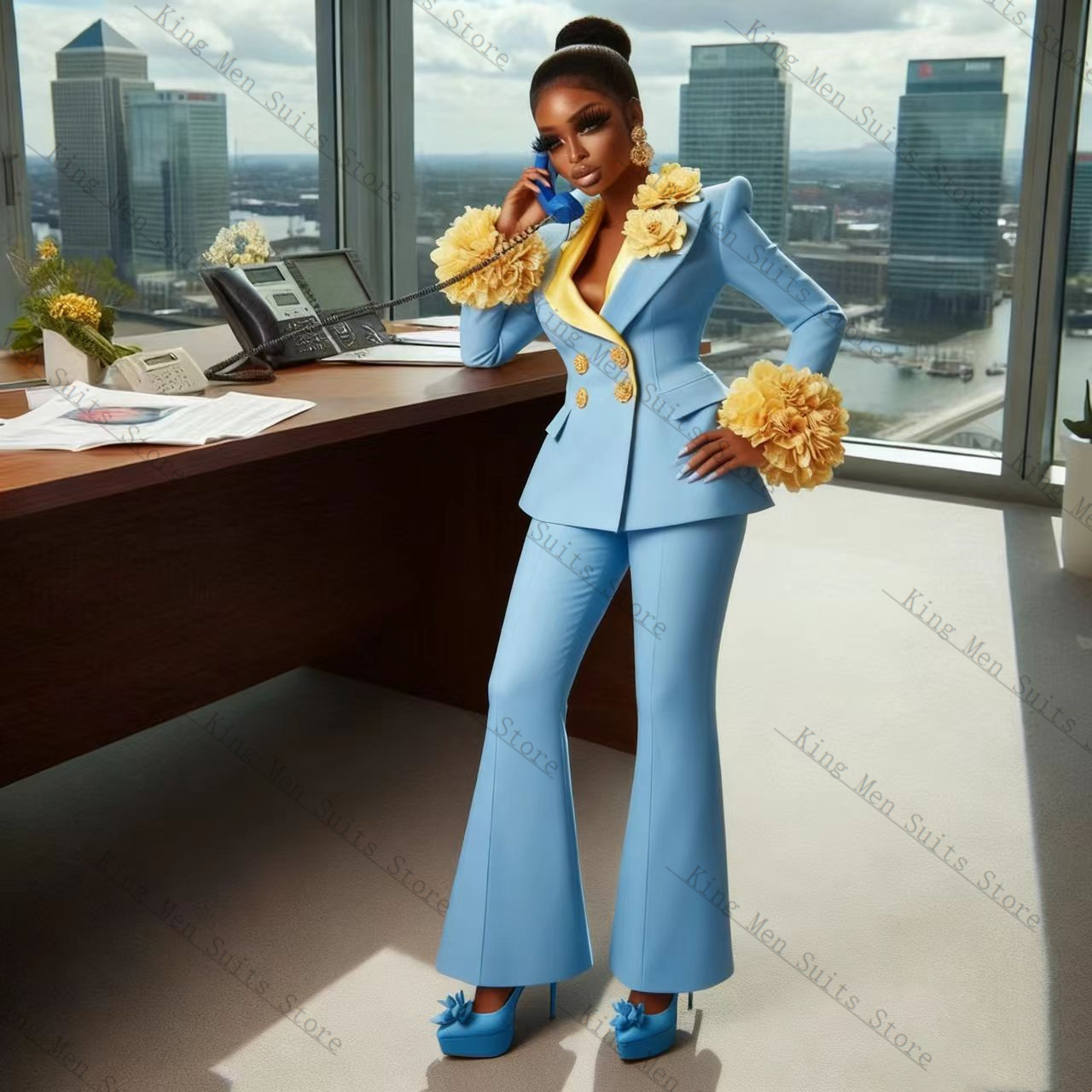 Women'S Formal Wear For A Wedding - Light Blue Women Suit Set 2