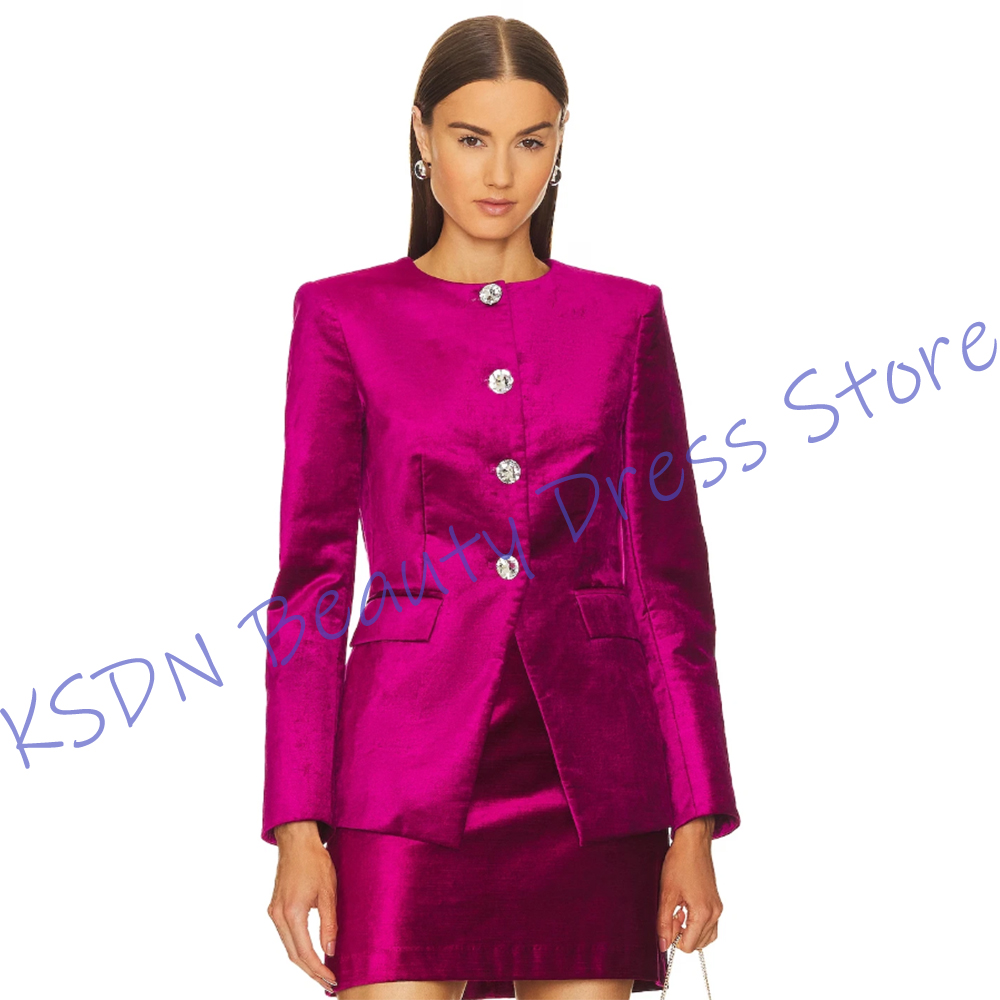 Women'S Formal Wear Jackets - Chic Women's Single-Breasted Suit Hot Pink