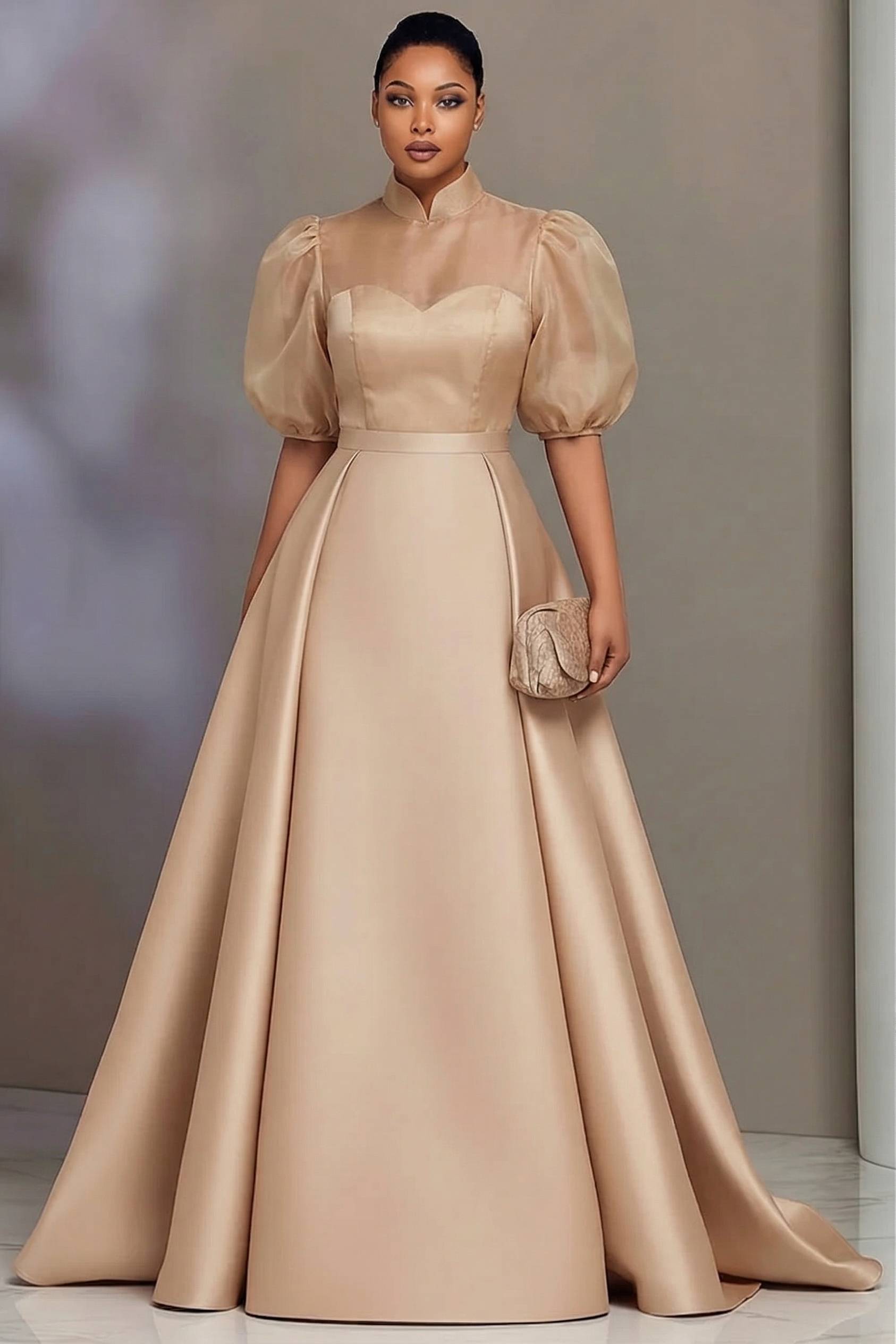 Female Formal Wear - Plus Size Elegant Satin Prom Dresses