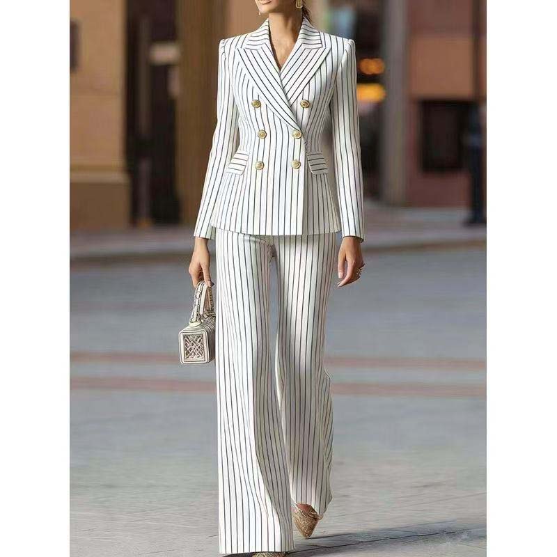 Women'S Formal Wear Jackets - Autumn Pant Suit Women Striped Female