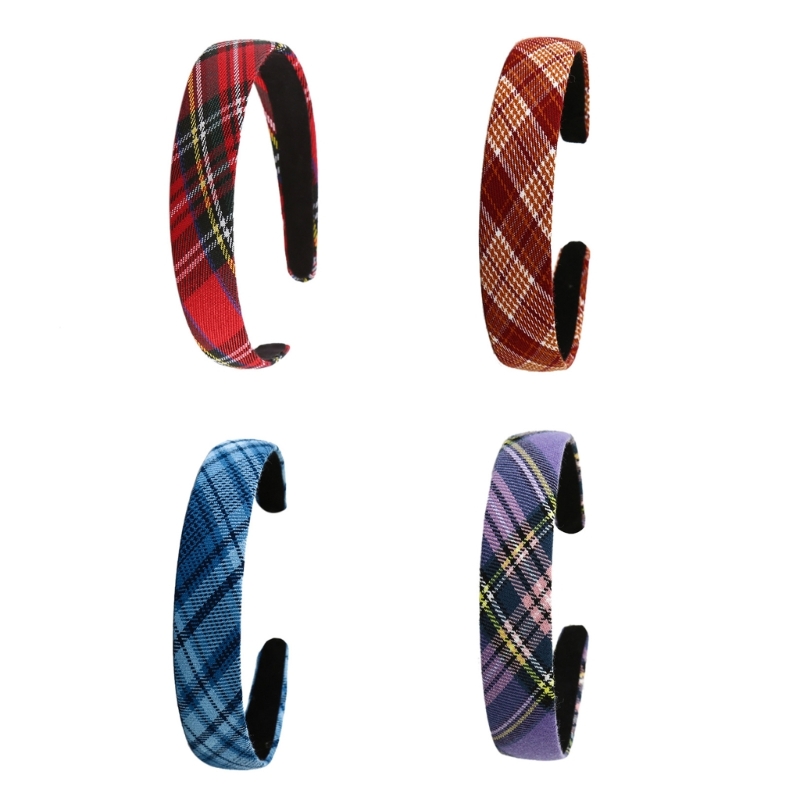 Formal Wear Hairstyles For Women - Checkered Hairhoop Fabric Wide Hairband NonSlip