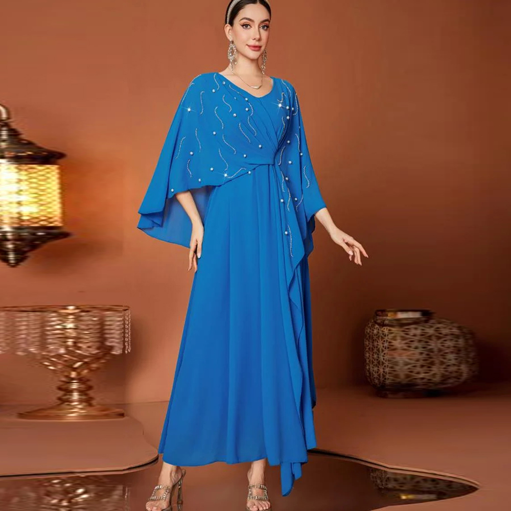 Women'S Formal Wear Wedding Guest - Luxurious Evening Dresses V-neck Cape Sleeves