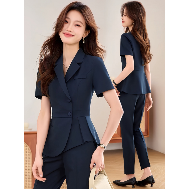 Formal Wear Jewelry For Women - Navy blue women's thin professional suit2025New