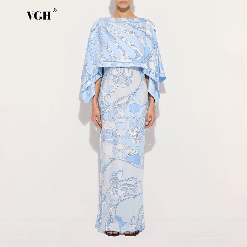 VGH Light Blue Abstract Print  - Female Formal Wear ulasan dan harga
