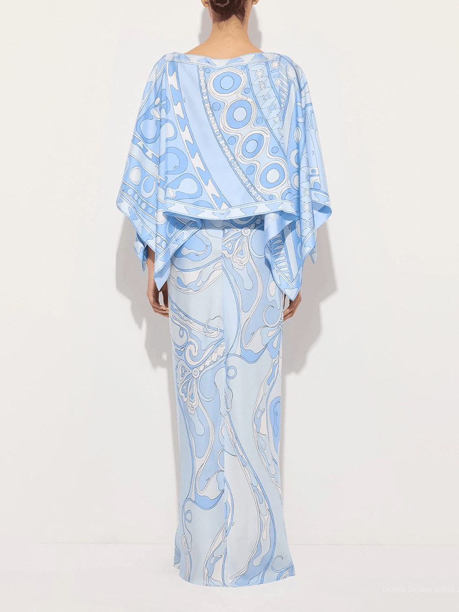 VGH Light Blue Abstract Print  - Female Formal Wear ulasan dan harga