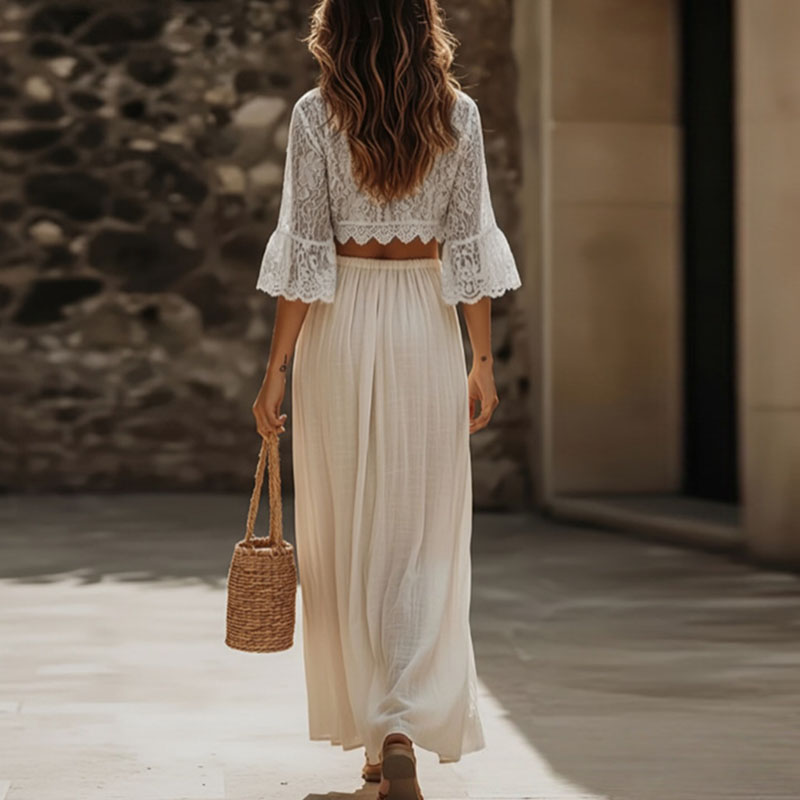 Womens Bohemian Lace Two Piece - Female Formal Wear ulasan dan harga
