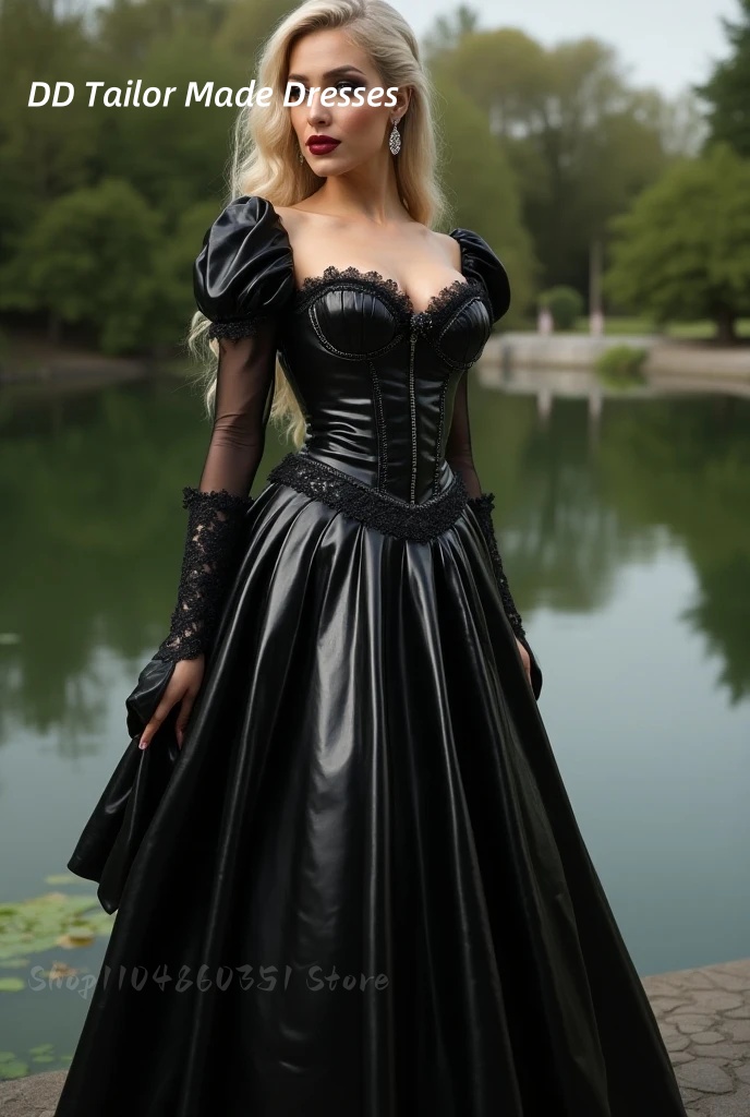 Shiny PU Leather Evening Dress - Victorian Women'S Formal Wear ulasan dan harga