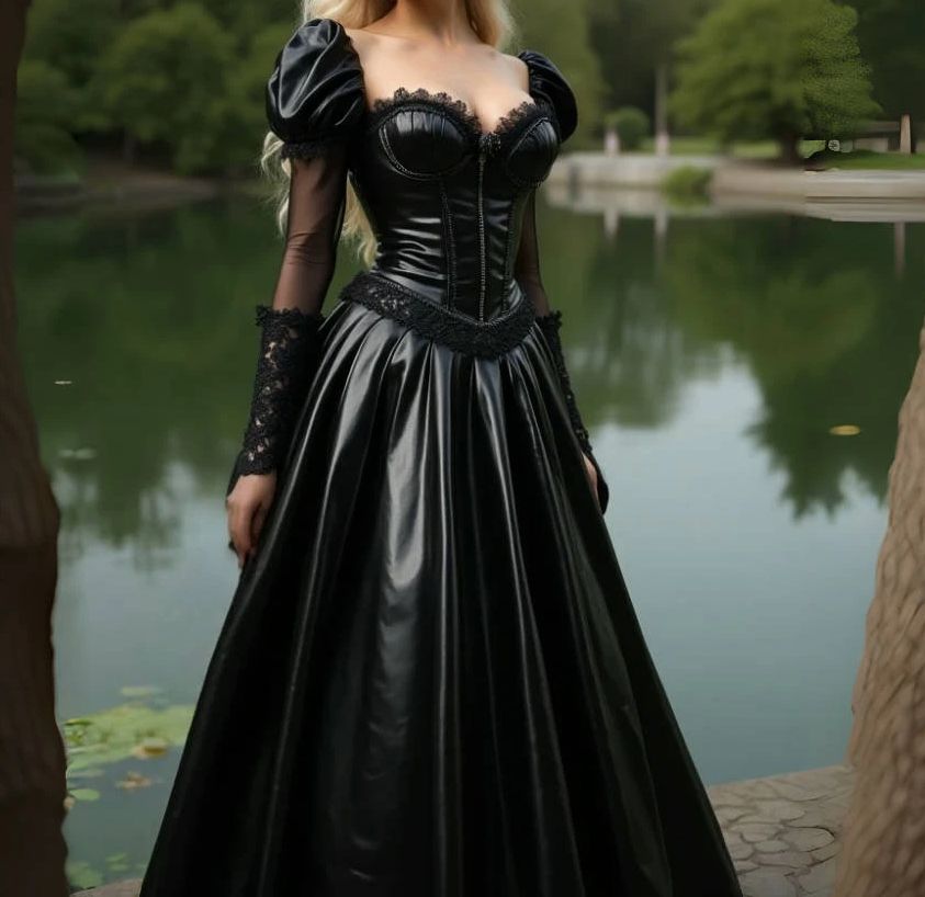 Shiny PU Leather Evening Dress - Victorian Women'S Formal Wear ulasan dan harga
