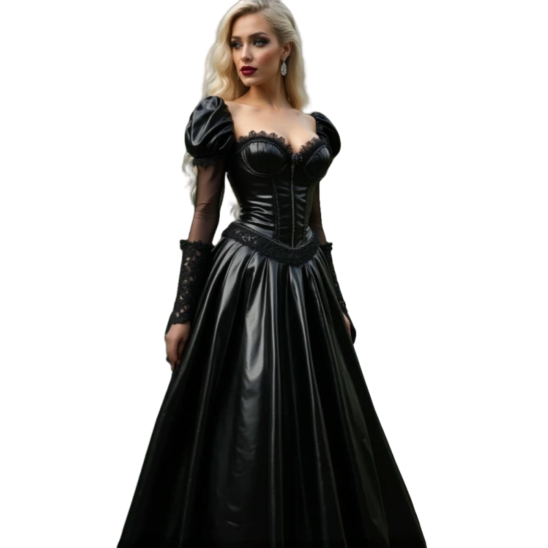 Shiny PU Leather Evening Dress - Victorian Women'S Formal Wear ulasan dan harga