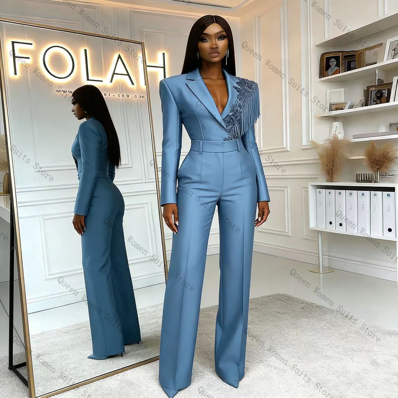 Tassel Blue Women Suit Pants S - Women'S Formal Wear For A Wedding ulasan dan harga