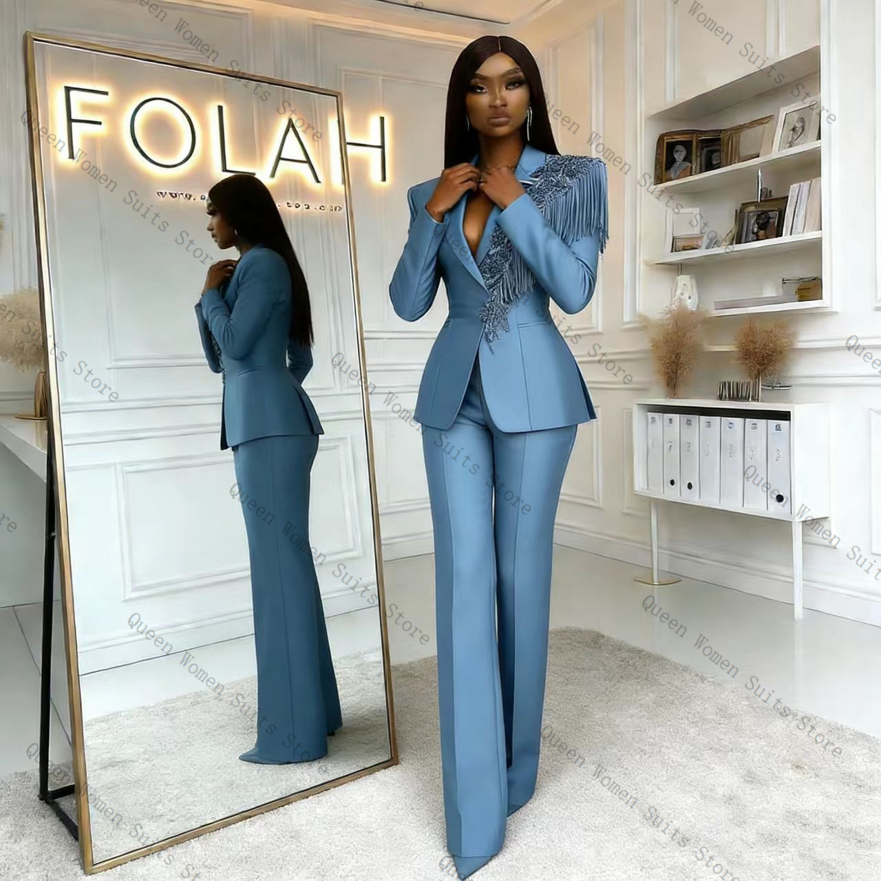 Tassel Blue Women Suit Pants S - Women'S Formal Wear For A Wedding ulasan dan harga