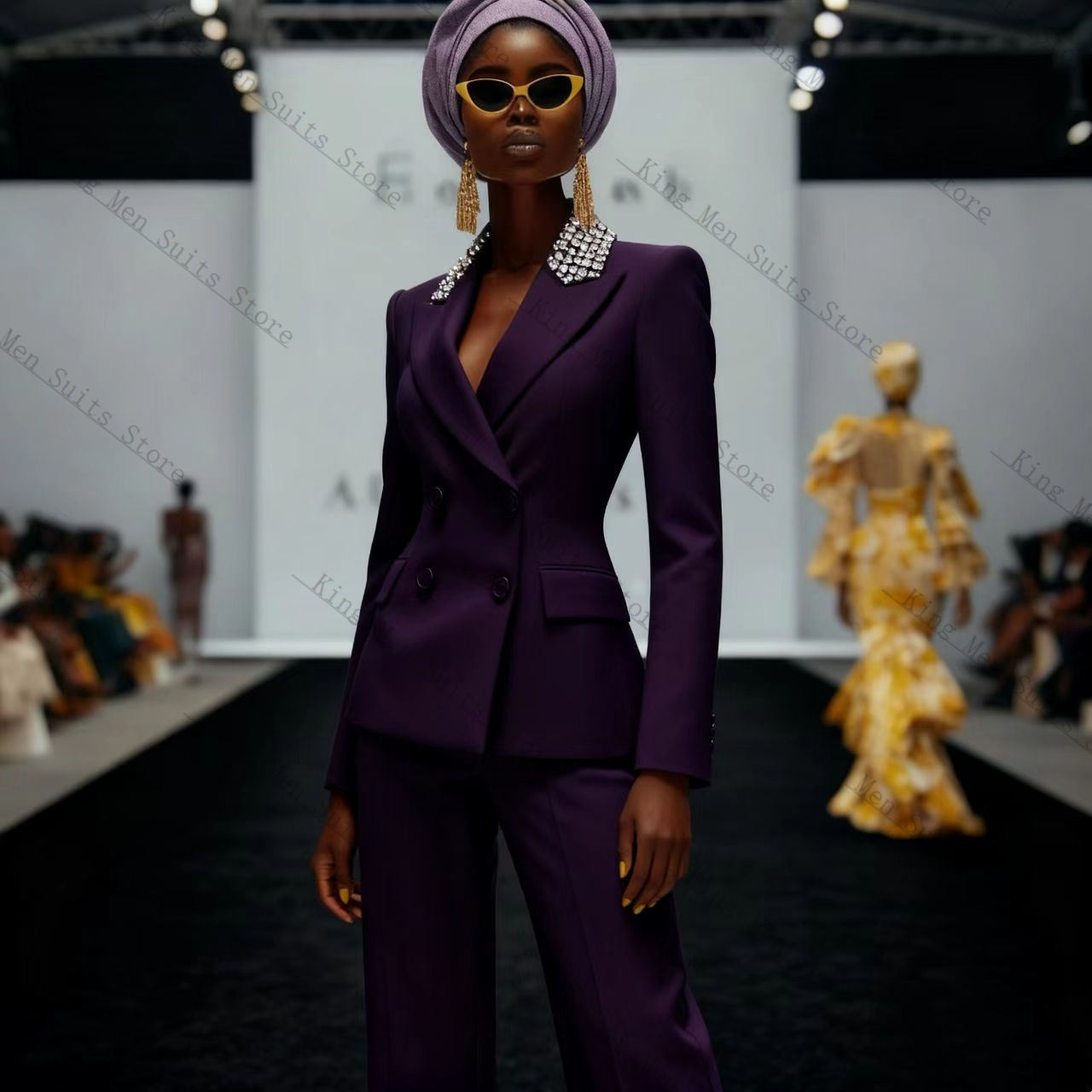 Luxury Crystals Women Suit Set - Women'S Formal Wear Wedding Guest ulasan dan harga