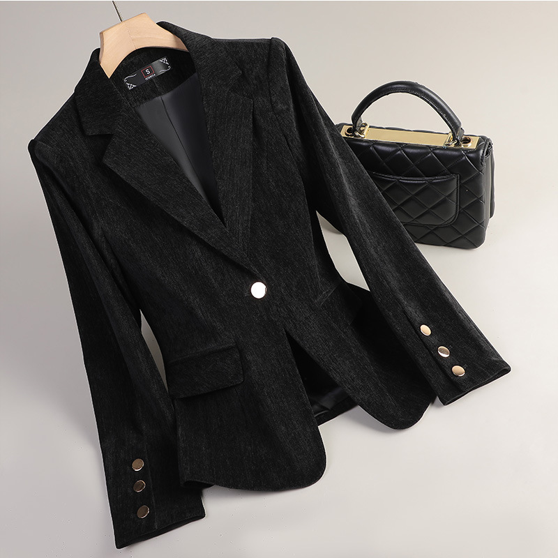 Yellow Gold Velvet Blazer Wome - Women'S Formal Wear Jackets ulasan dan harga