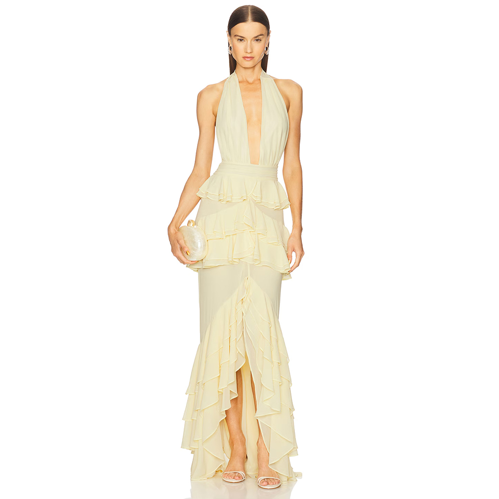 Evening Dresses Deep V Neck Ha - Women'S Formal Wear Wedding Guest ulasan dan harga