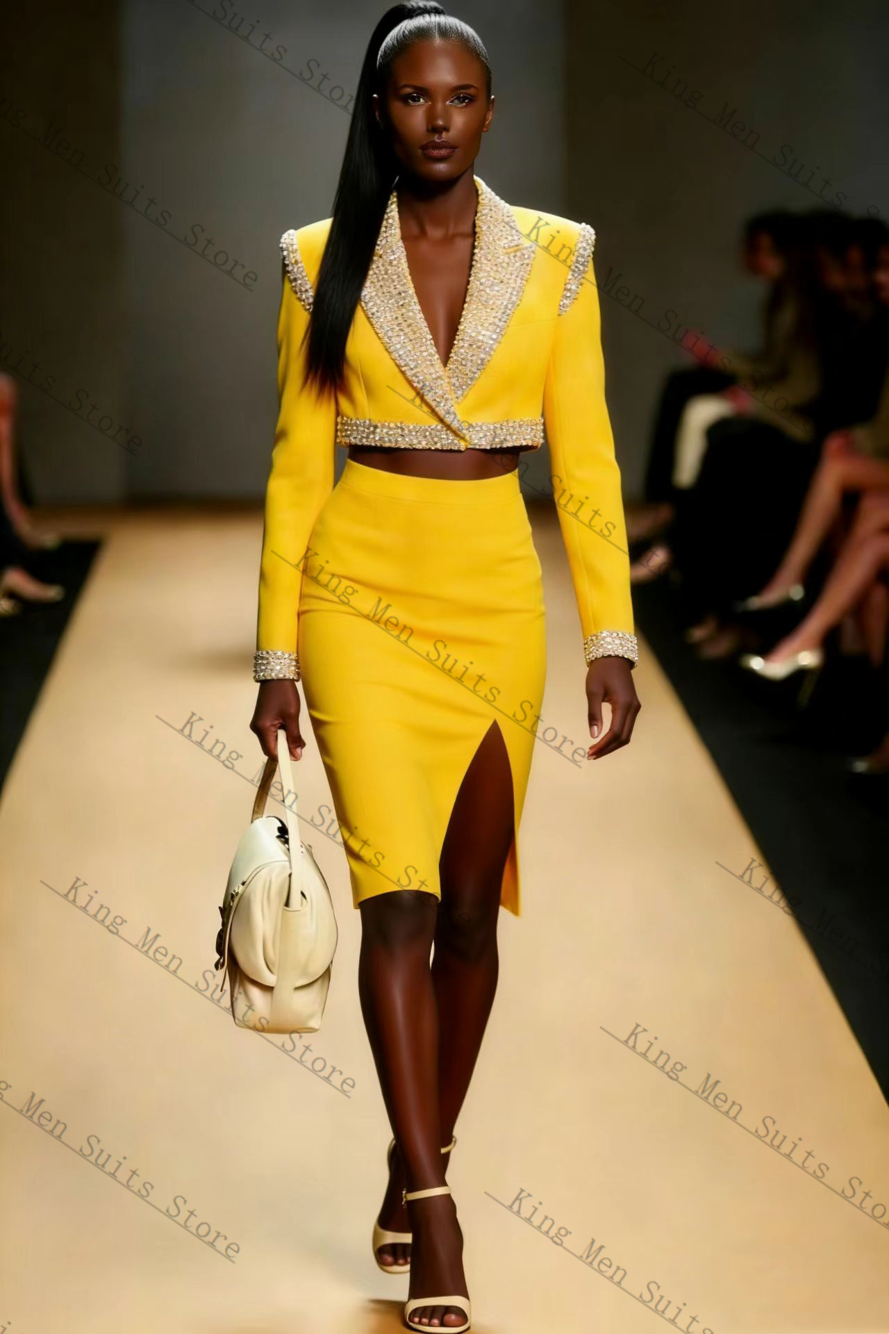 Yellow Crystals Women Suit Ski - Women'S Formal Wear Wedding Guest ulasan dan harga