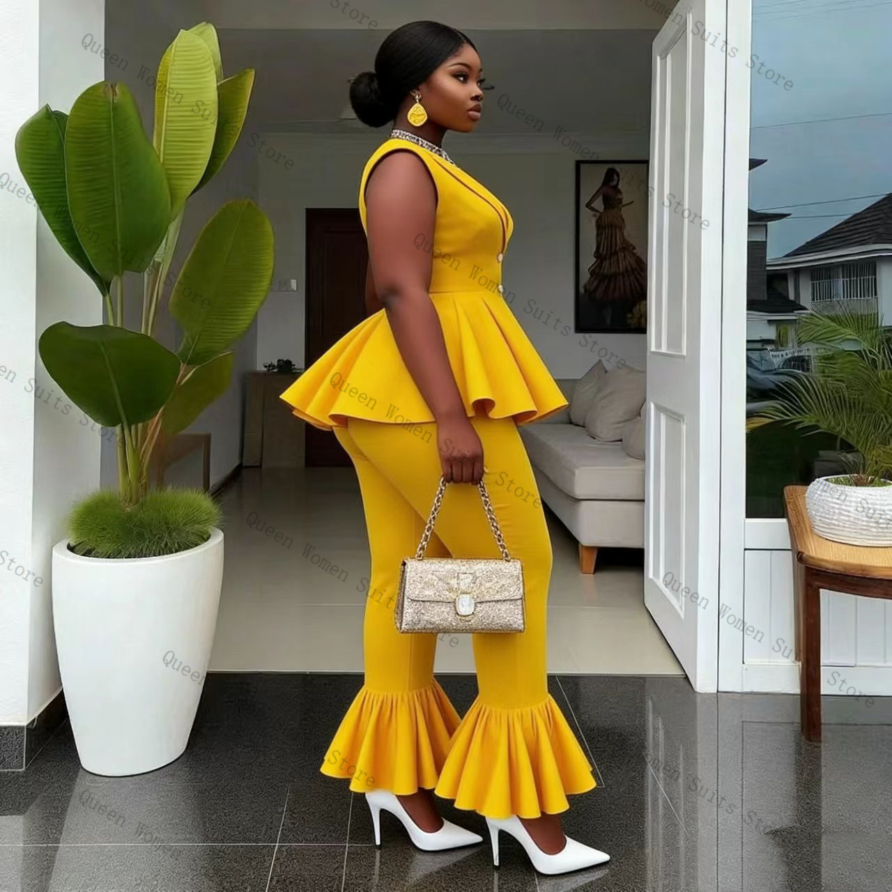Yellow Women Suit Pants Set 2  - Women'S Formal Wear For A Wedding ulasan dan harga