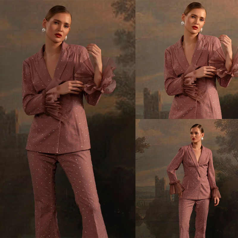 Beads Women Blazer Sets Custom - Women'S Formal Wear Wedding Guest ulasan dan harga