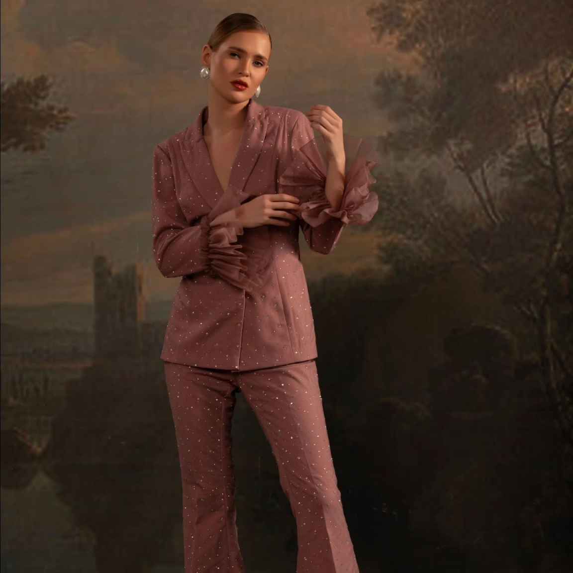 Beads Women Blazer Sets Custom - Women'S Formal Wear Wedding Guest ulasan dan harga