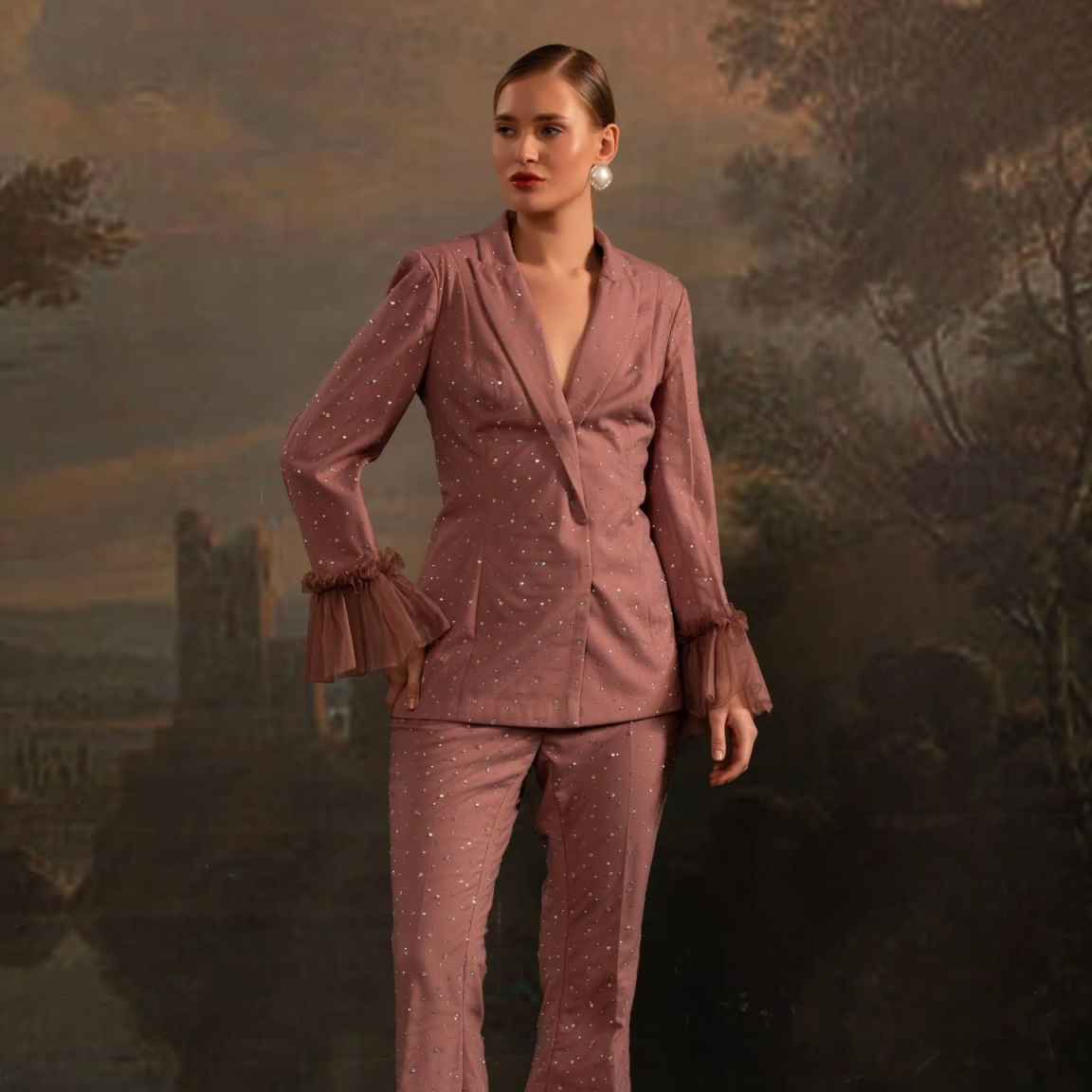 Beads Women Blazer Sets Custom - Women'S Formal Wear Wedding Guest ulasan dan harga