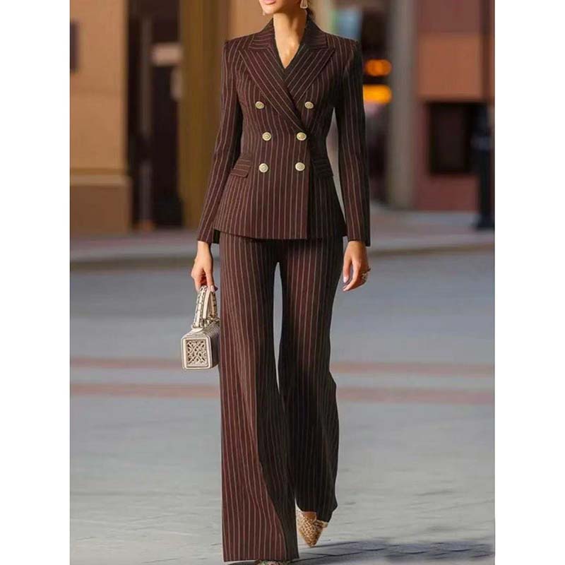 Autumn Pant Suit Women Striped - Women'S Formal Wear Jackets ulasan dan harga