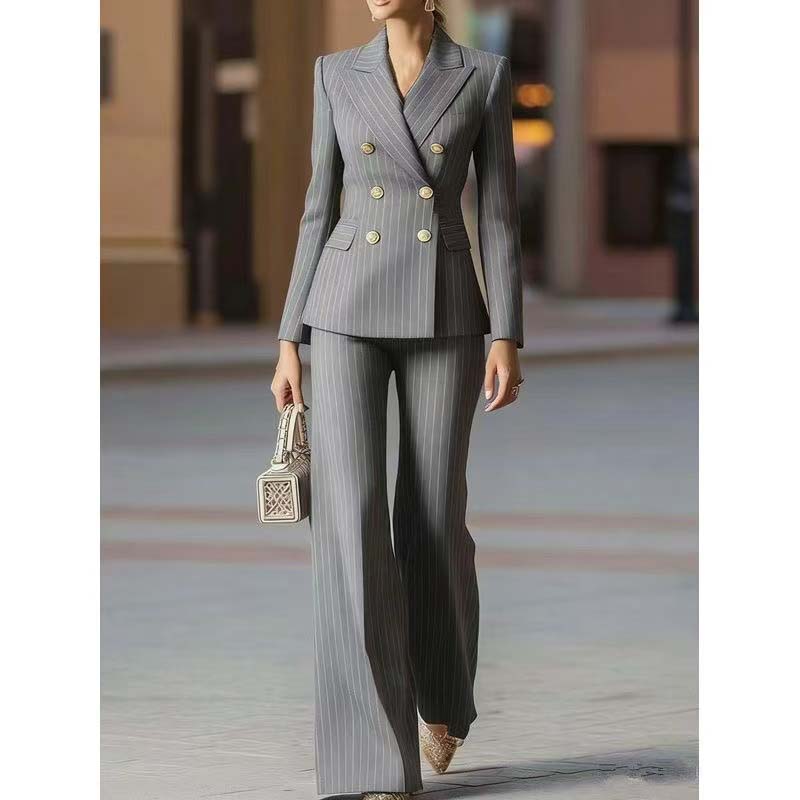 Autumn Pant Suit Women Striped - Women'S Formal Wear Jackets ulasan dan harga